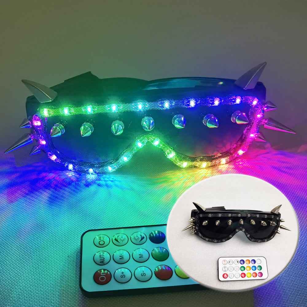 LED Rivet Punk Glasses Light Up for Stage Performance & CostumeClothes - Tem-laser.com
