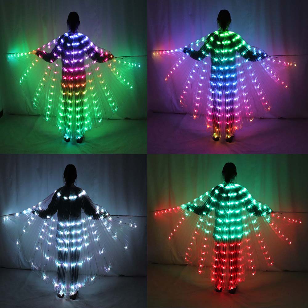 Belly Dance LED Isis Wings Colorful Belly Dancing Accessory Popular Stage Performance Props Wings Props With Stick