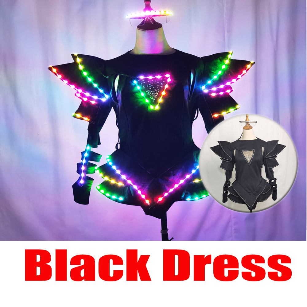 LED Female Warrior Suits – Luminous Glowing Costume for Women Ballroom Dance