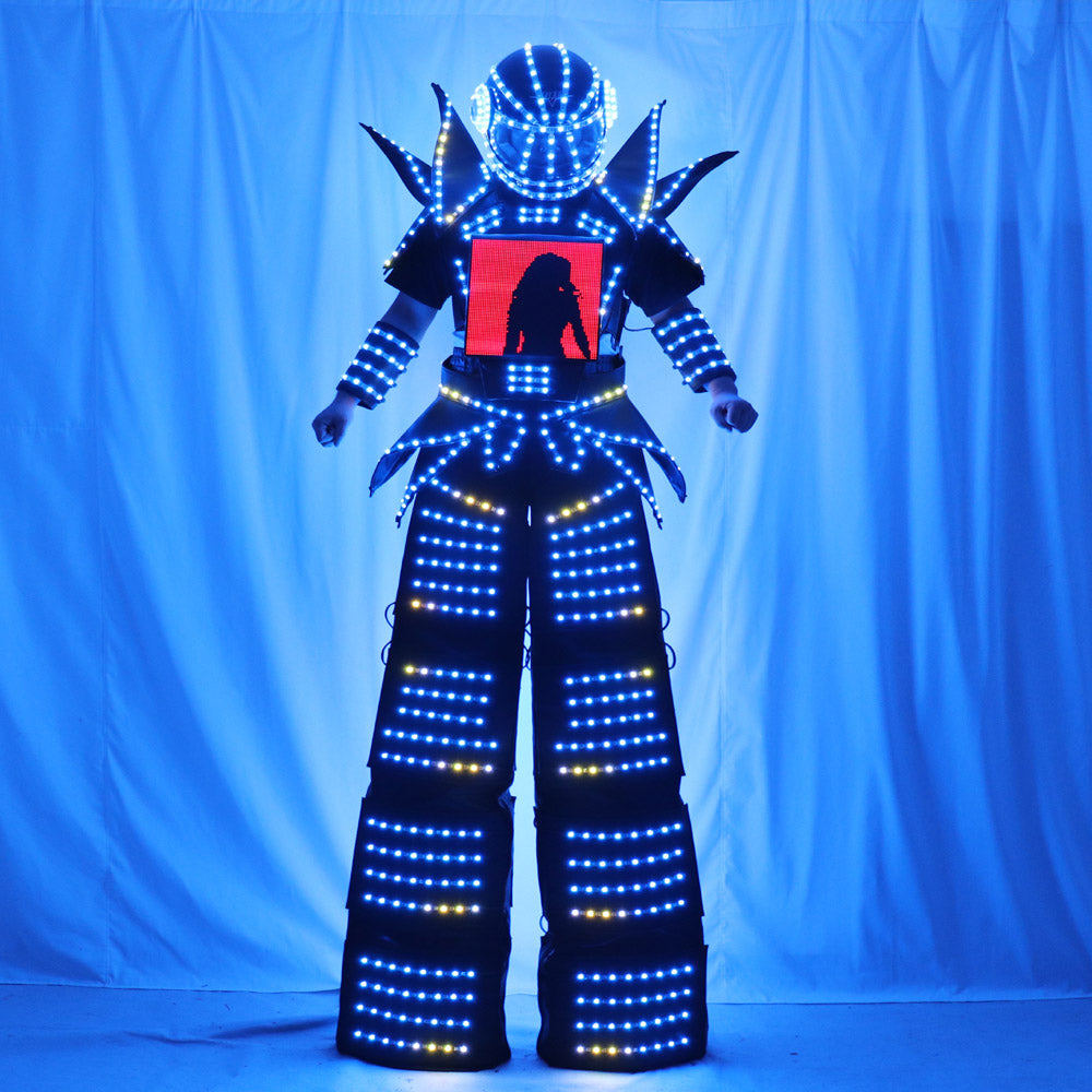 Full Color Smart Pixels LED Robot Suit Costume Clothes Stilts Walker Costume LED Lights Luminous Jacket Stage Dance Performance