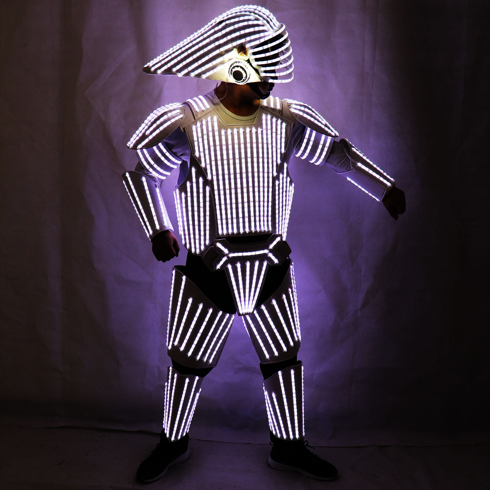 New Style White LED Robot Suit  Led Lights Costumes Clothing Star Wars White Soldiers Cosplay Performance Clothing