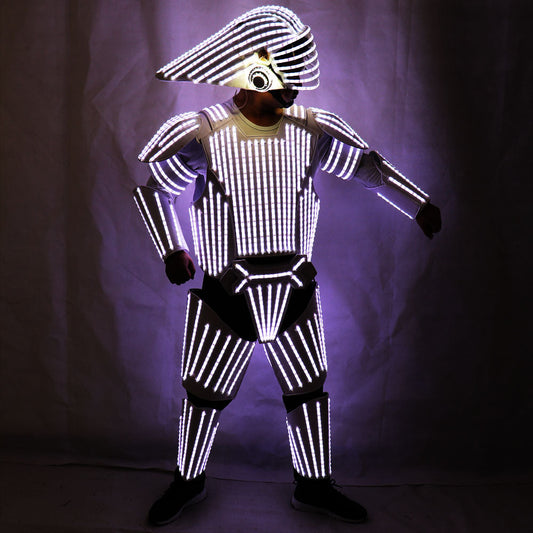 New Style White LED Robot Suit  Led Lights Costumes Clothing Star Wars White Soldiers Cosplay Performance Clothing