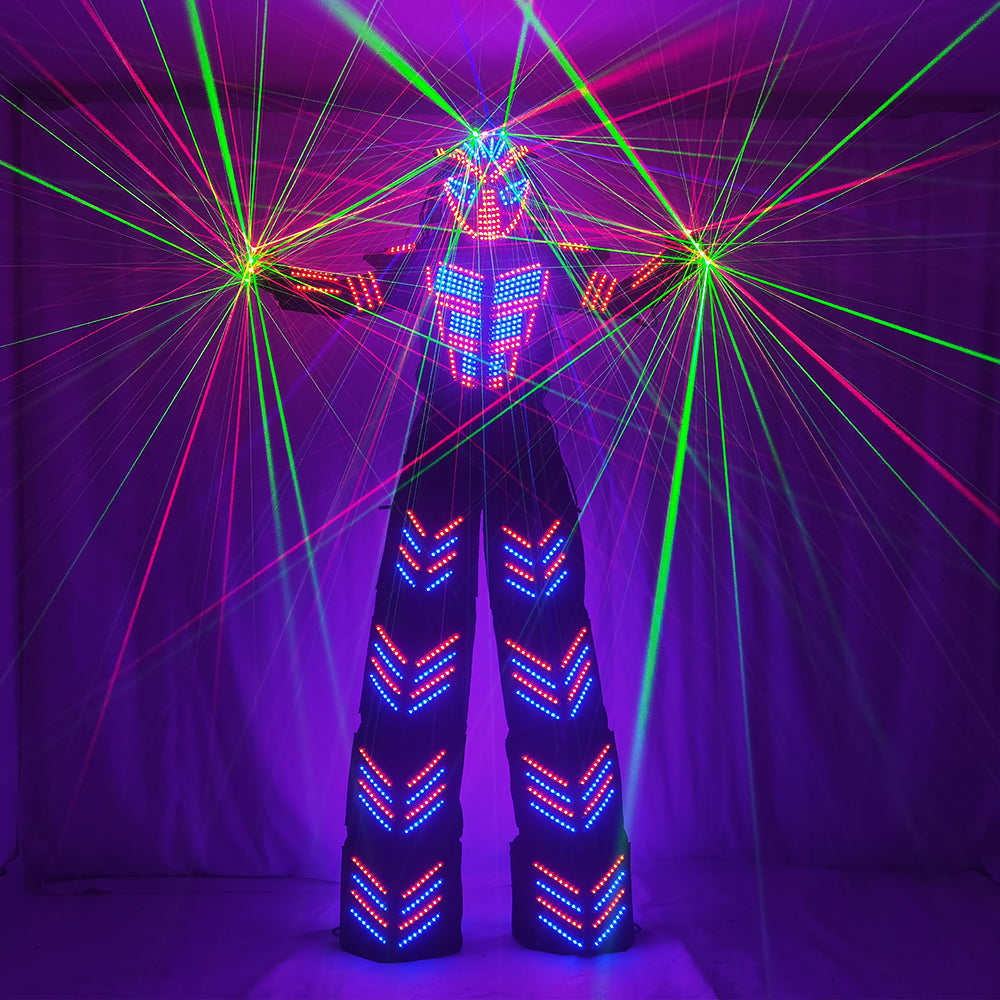LED Robot Suits Luminous Costume David Guetta LED Robot Suit Illuminated Kryoman Robot Led Stilts Clothes