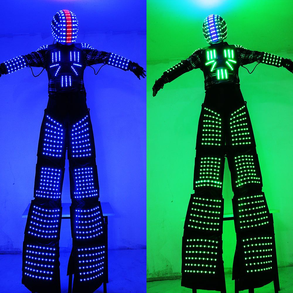 Stilts Walker RGB LED Lights Dancer Costume Colorful Led Robot Men Suit Performance Electronic Music Festival DJ Show Clothes