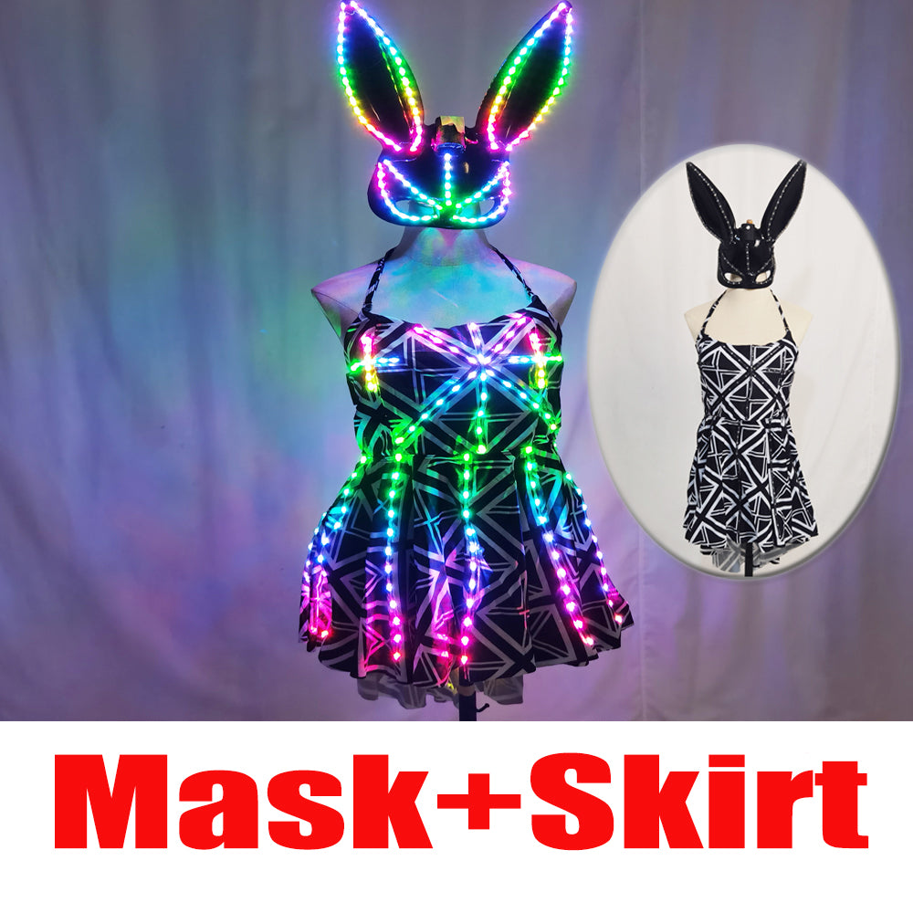 LED Luminous Belly Dance Split Skirt – Sexy Professional Training & Stage Dance Outfit