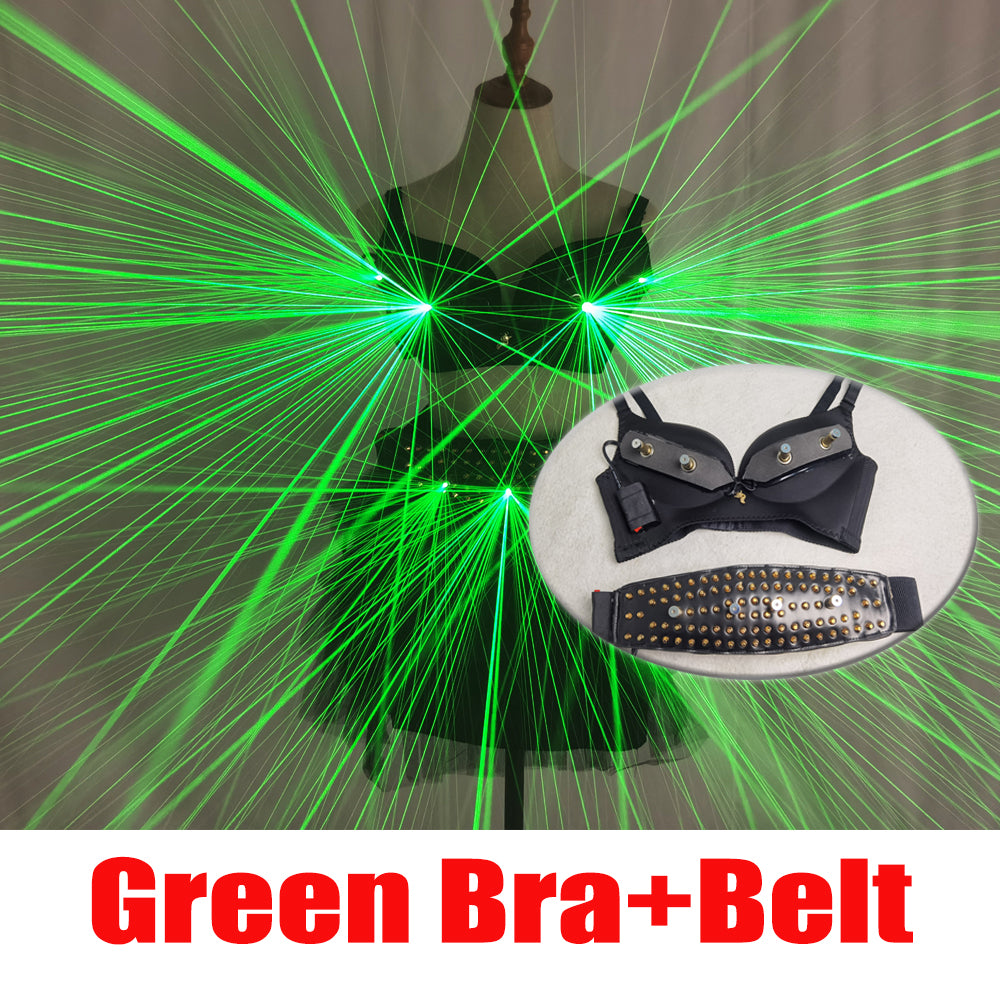 Sci Fi Future Green Laser Costume Sexy Girl Bra Laser Belt DJ Singer Bar Nightclub Laser Rain Effect