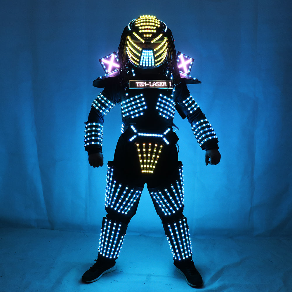 LED Robot Costumes Clothes LED Lights Luminous Stage Dance Performance Show Dress for Night Club