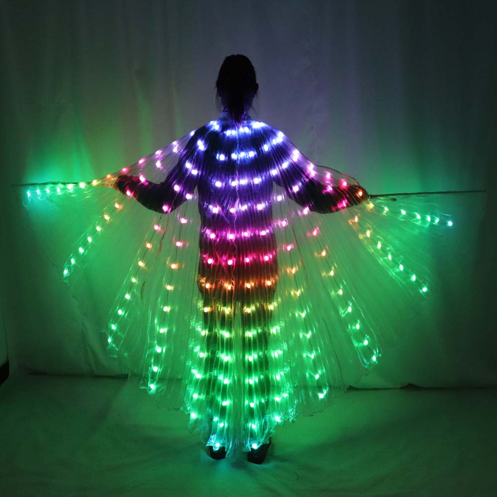 Belly Dance LED Isis Wings Colorful Belly Dancing Accessory Popular Stage Performance Props Wings Props With Stick