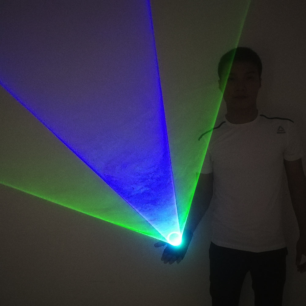 Blue Green Handheld Laser Cannon Rotating Gloves  LED Gyro Palm Light DJ Dancing Club Pub Party Laser Show
