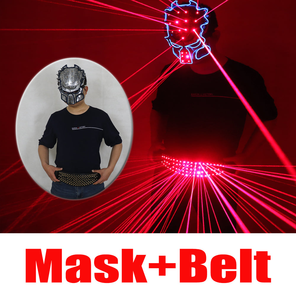 Red Laser Belt Mask LED Glowing Girdle Dj Disco Dance Clothing Ballroom Singer Disco Laser Man Vest Suit