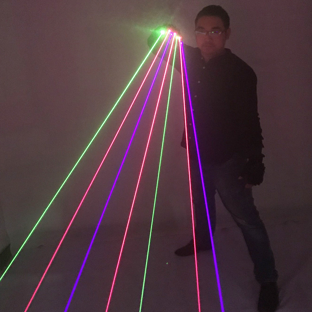 RGB Laser Gloves with 7Lazer 2Green 3Red 2Blue LED Robot Suit Performance Rechargeab Gloves Glasses LED Flash Finger Palm Light