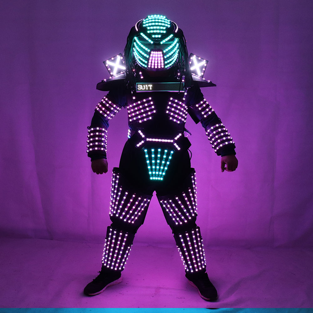 LED Robot Costumes Clothes LED Lights Luminous Stage Dance Performance Show Dress for Night Club