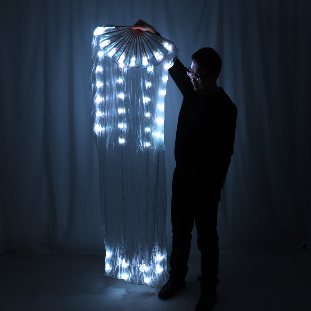 Belly Dance Silk Fan Veil LED Fans Light Up Shiny Pleated Carnival LED Fans Stage Performance Props Accessories Costume