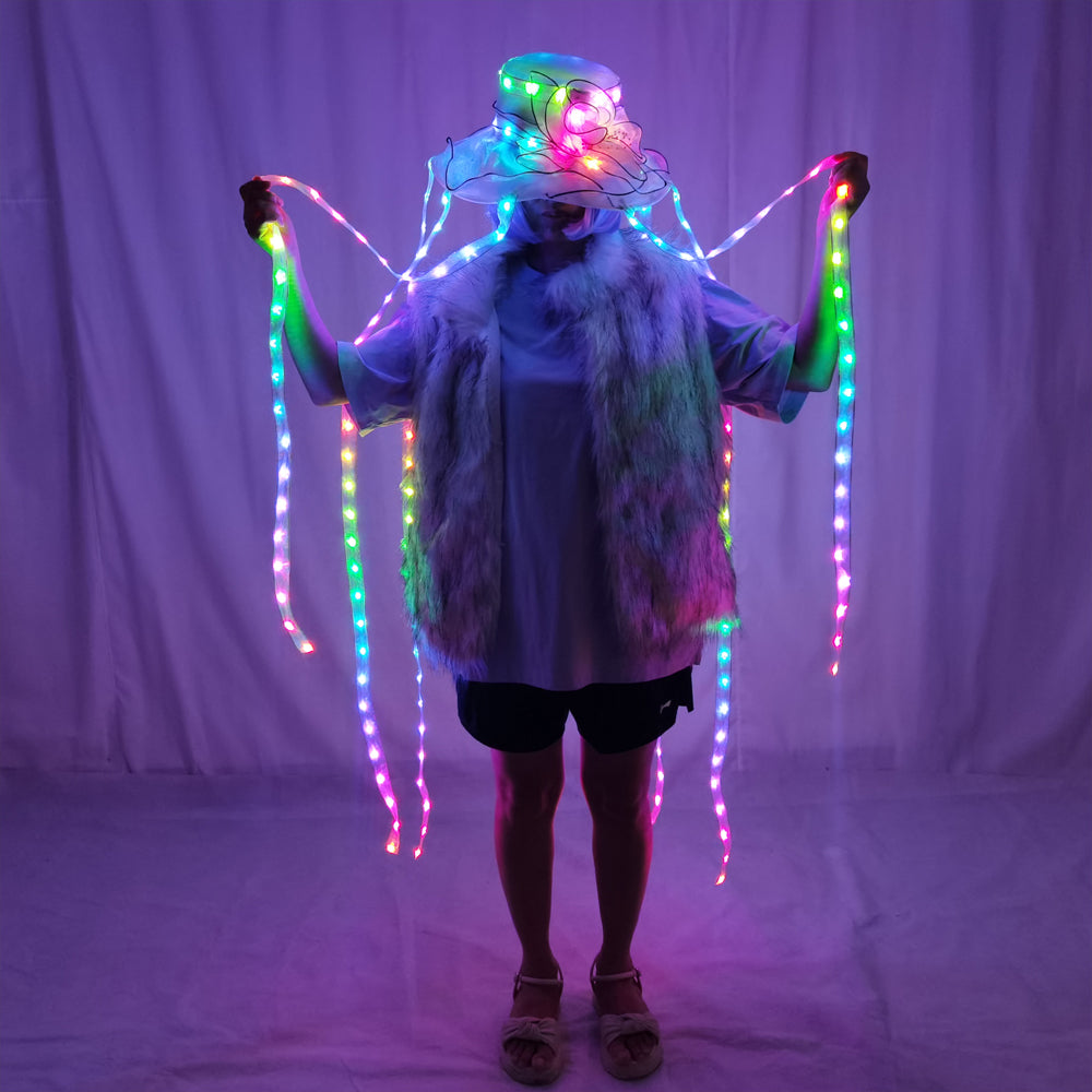 LED Jellyfish Hat Full Color Luminous Headwear Glowing Party Props