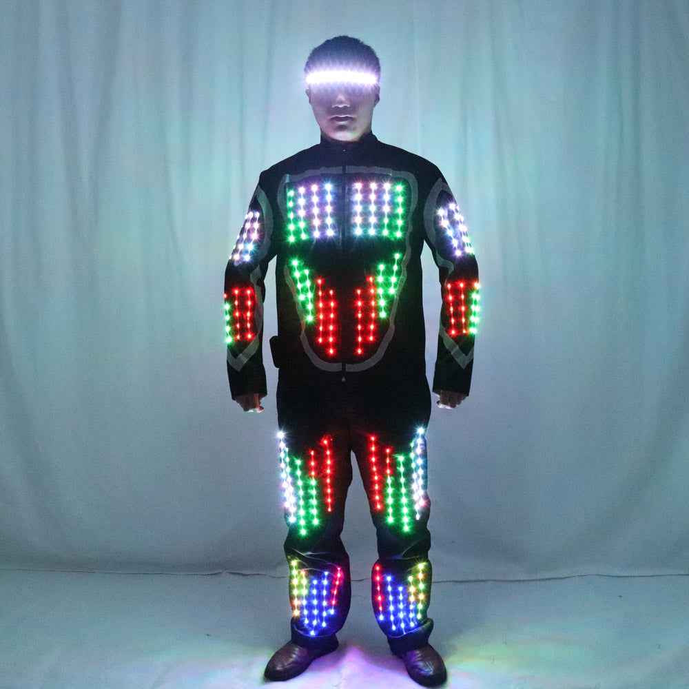 Full Color LED Growing Robot Suit Costume Men LED Luminous Flashing Clothing Dance Wear For Night Clubs Party Event Bar Supplies - Tem-laser.com