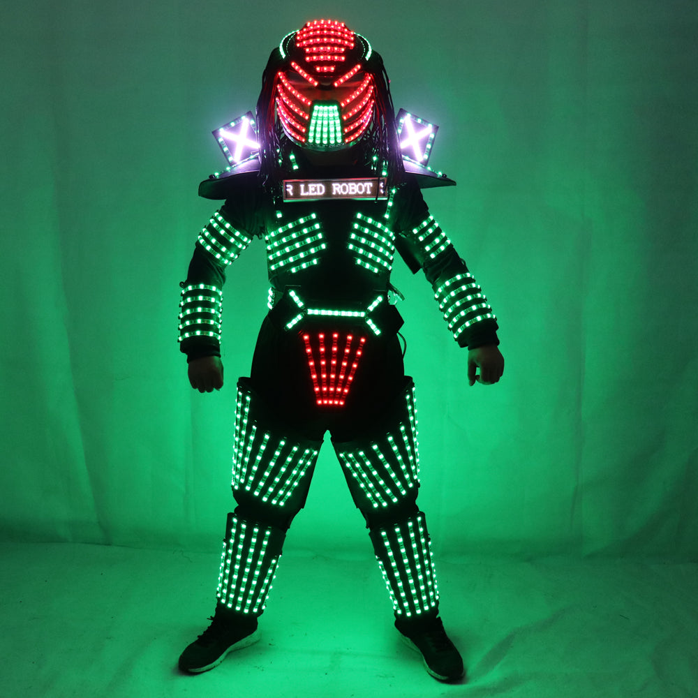LED Robot Costumes Clothes LED Lights Luminous Stage Dance Performance Show Dress for Night Club