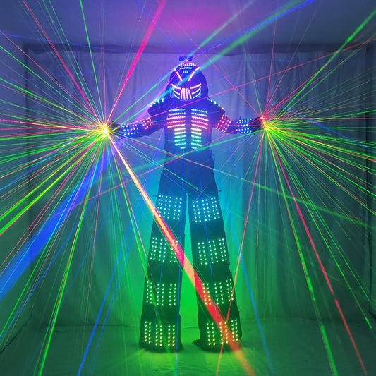 Traje LED Robot Costume Clothes Stilt Walking Luminous Suit Jacket with Laser Gloves Helmet for Bar DJ Music Festivals