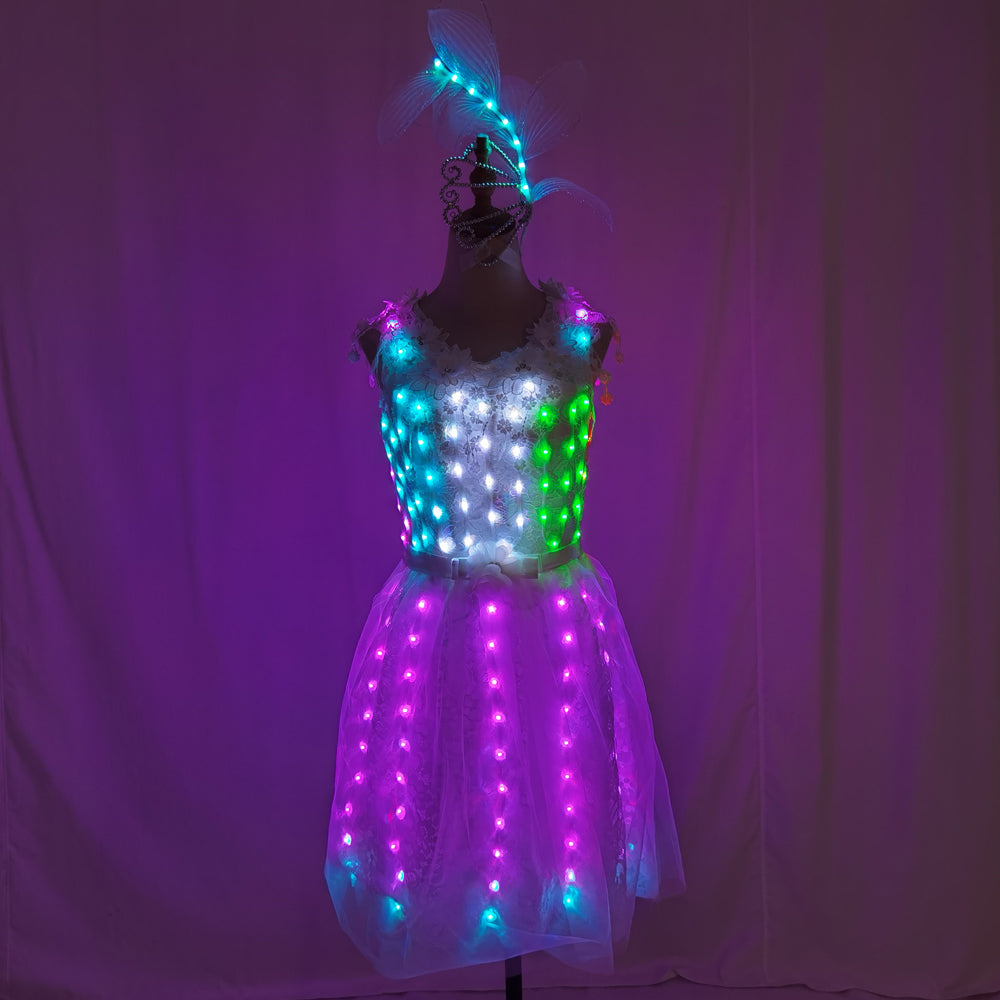 LED Light Up Ballet Tutu Dress Sexy Luminous Outfit for Nightclub GOGO Dancer