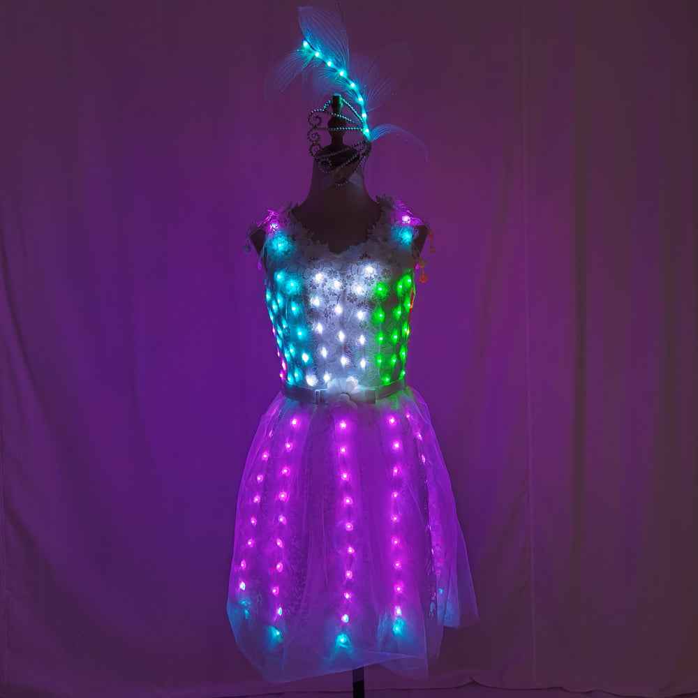LED Light Up Ballet Tutu Dress Sexy Luminous Outfit for Nightclub GOGO Dancer - Tem-laser.com