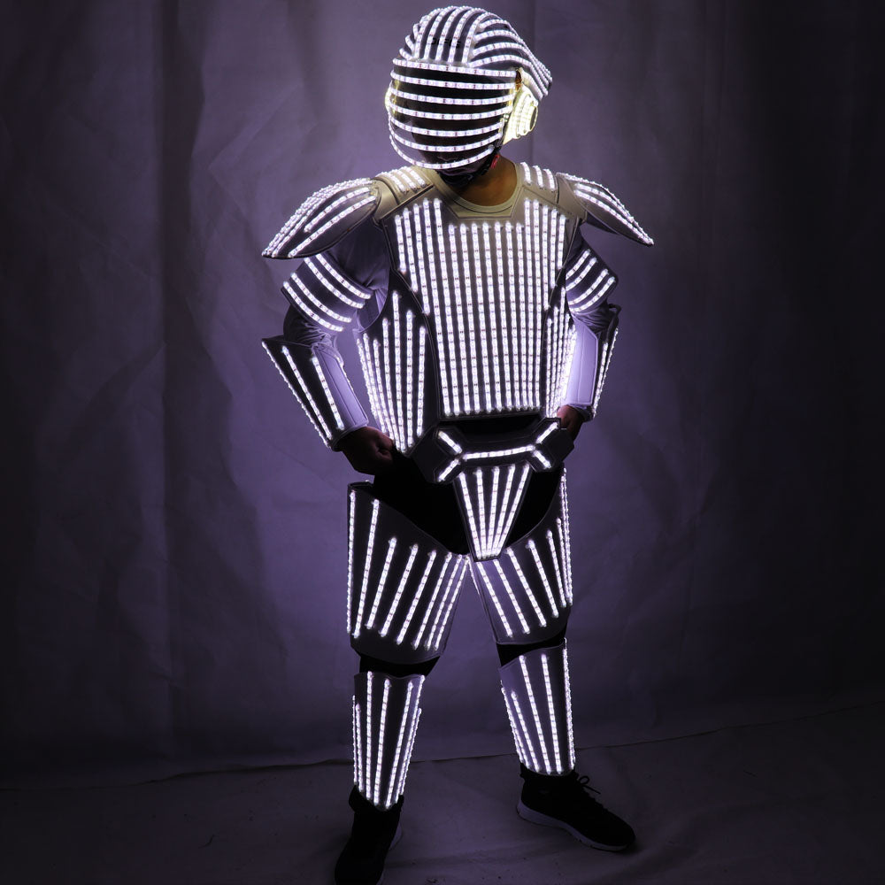 New Style White LED Robot Suit  Led Lights Costumes Clothing Star Wars White Soldiers Cosplay Performance Clothing