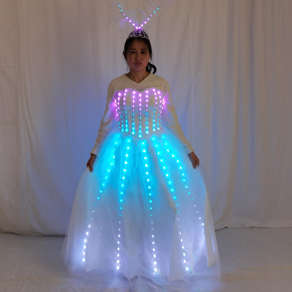 Women Pixel LED Wings Bodysuit – Singer & Dancer Stage Outfit