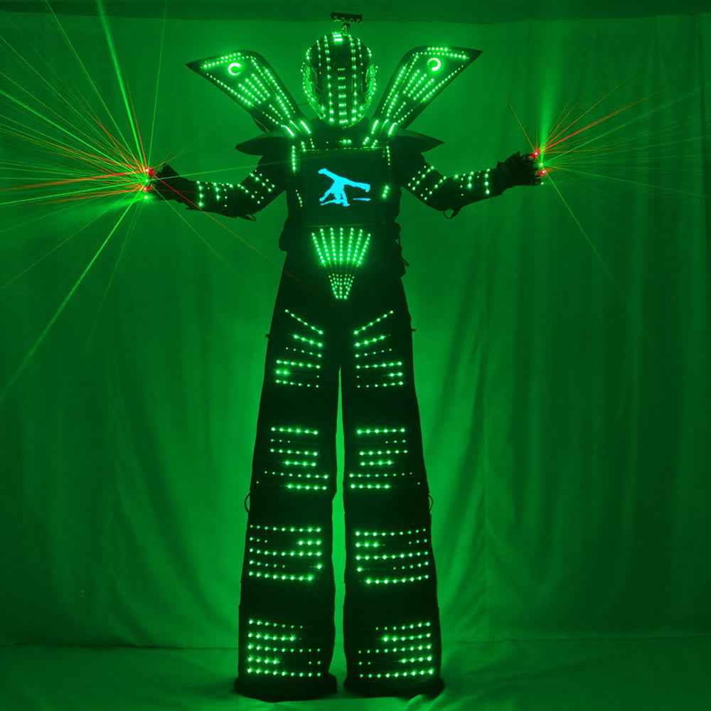 Traje LED Robot Stilt Walking Luminous Suit for Carnival Party with Chest Display Laser Gloves - Tem-laser.com