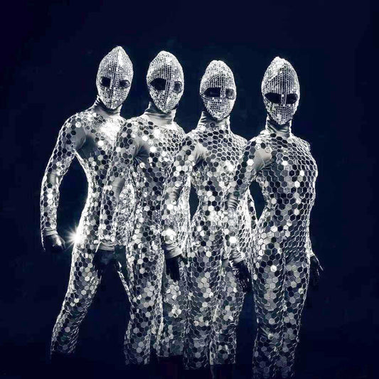 Mirror Costume Women Men Mirror Dress Stage Costume Ds Party Performance Nightclub Jumpsuit