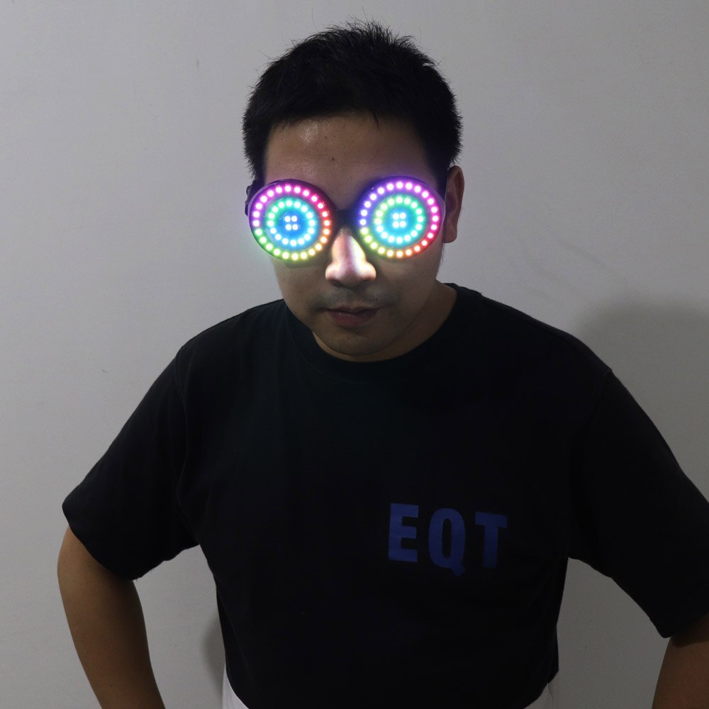 High Quality USB Recharge Led Glasses Light Up Goggles Rainbow Full Color Spectrum Rave Eye Costume Night Club Party