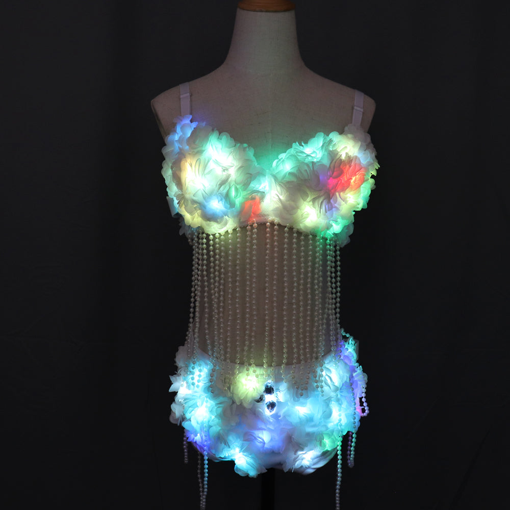 LED Light Luminous Bra Shorts Sexy Suit Women Costumes Growing Singer Stage Performance Sex Dance Wear