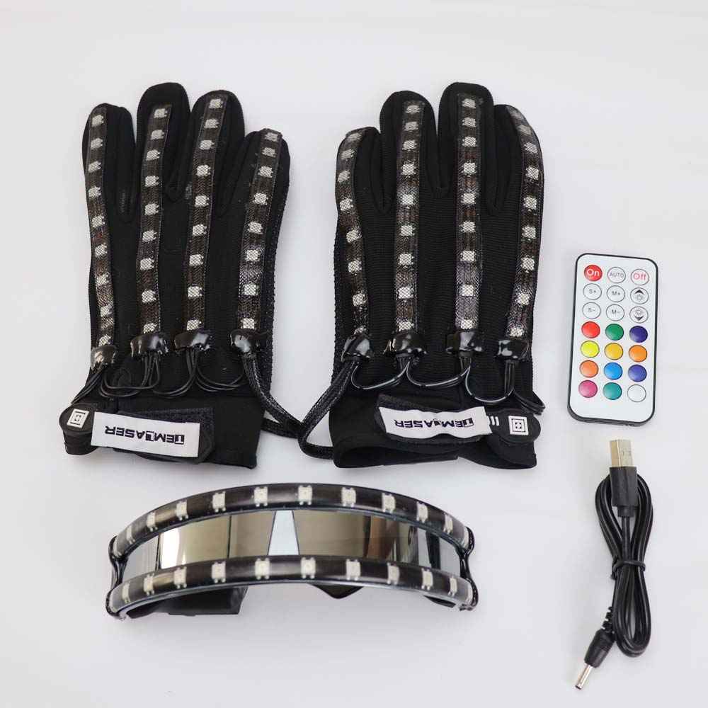 LED Glow Gloves Rave Flashing Finger Lighting Glasses Light Up Glasses Rave Costume Party Decor DJ SunGlasses Halloween Decorati - Tem-laser.com