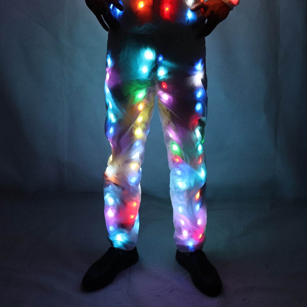 Unisex LED Flash Light Up Rave Jacket Sport Outwear Party Costume Fancy Long Sleeve Zipper Hooded Pocket Glowing Clothes