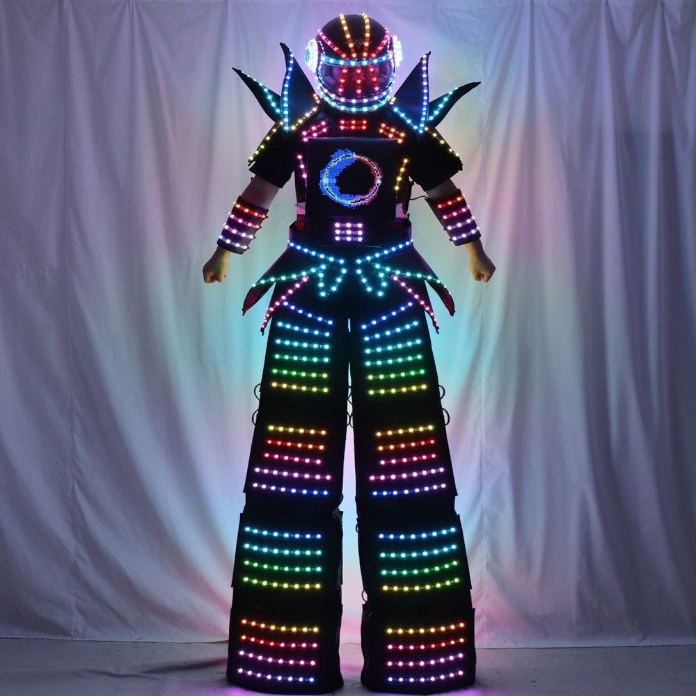 Full Color Smart Pixels LED Robot Suit Costume Clothes Stilts Walker Costume LED Lights Luminous Jacket Stage Dance Performance