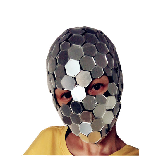 GoGo Dancer Costume Mirror Dress Mask Silver Costume Head Cover Cool Reflective Mirror Accessories