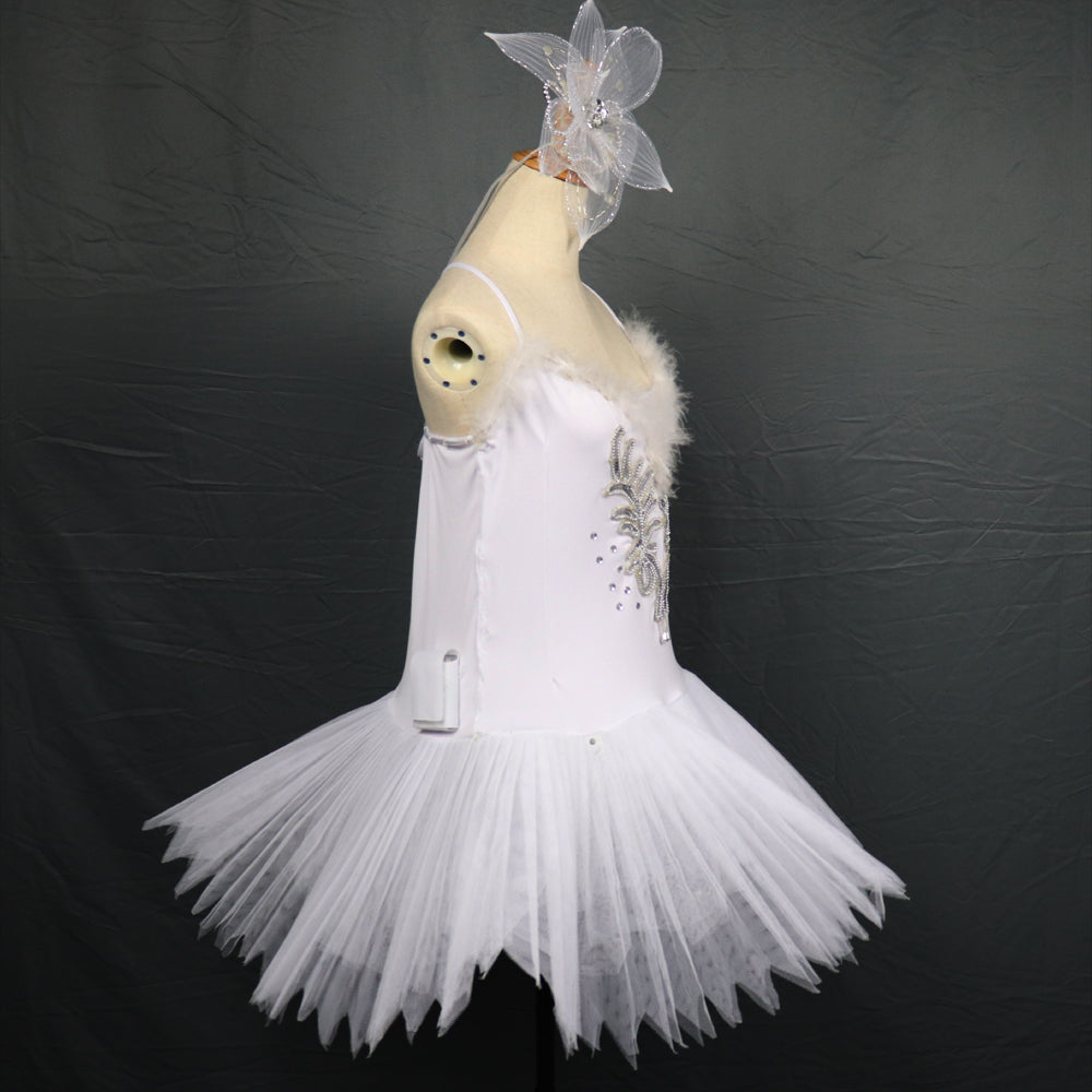 Classic Adult Camisole Strap Leather Ballet LED Skirt Tutu White Swan Lake LED Luminous Costume Light Up Luminous Clothes