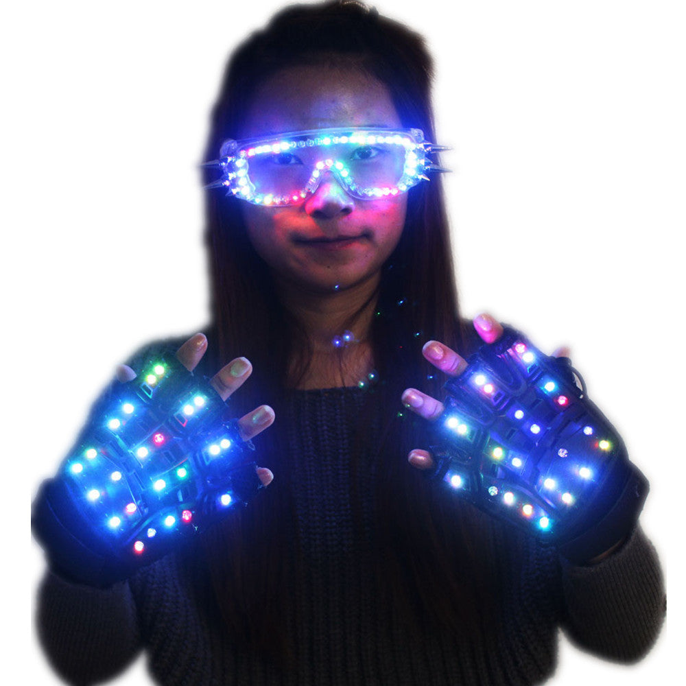 High Quality LED Laser Gloves LED Light Up LED Glasses Bar Show Glowing Costumes Prop Party DJ Dancing Lighted Suit