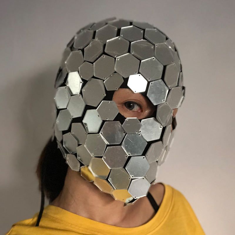 GoGo Dancer Costume Mirror Dress Mask Silver Costume Head Cover Cool Reflective Mirror Accessories