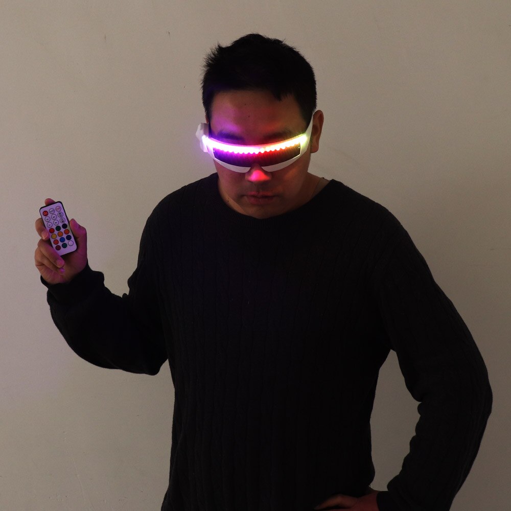 Fashion Cool LED Glasses Luminous Neon Light Up Glasses Glowing Rave Costume Glasses Christmas Halloween Supplies DJ Club Props