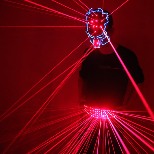 Red Laser Belt Mask LED Glowing Girdle Dj Disco Dance Clothing Ballroom Singer Disco Laser Man Vest Suit