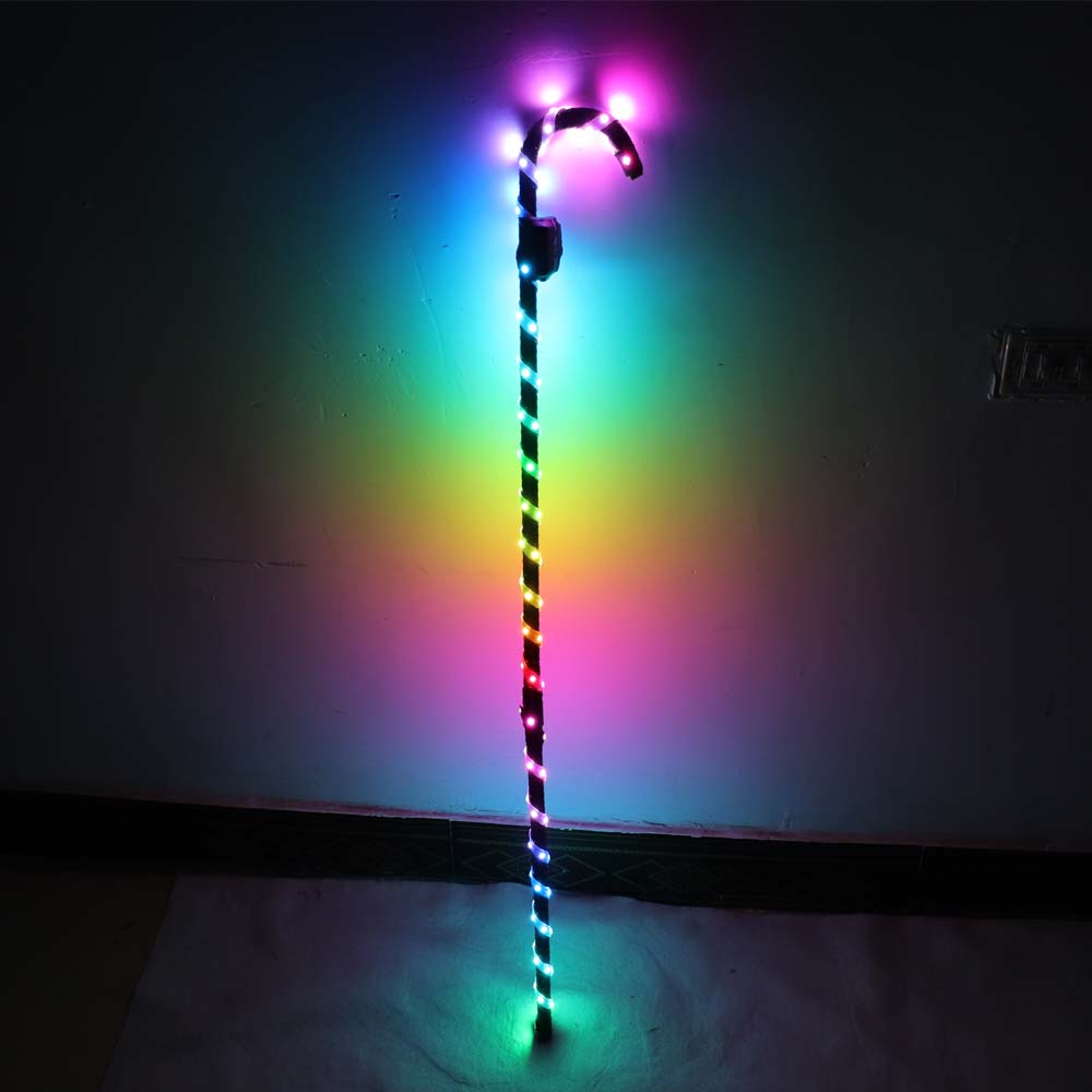 LED Crutch Light Up Cane Belly Dancing Flashing White Canes Women Men Jazz Dance For Stage Performance Party As Gift
