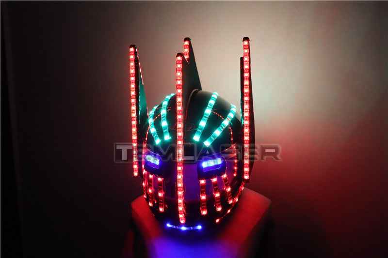 LED Helmets Fashion Luminous Flashing Marquee Glowing Helmet Waterfall Flow LED Robot Helmet Suits Accessories - Tem-laser.com