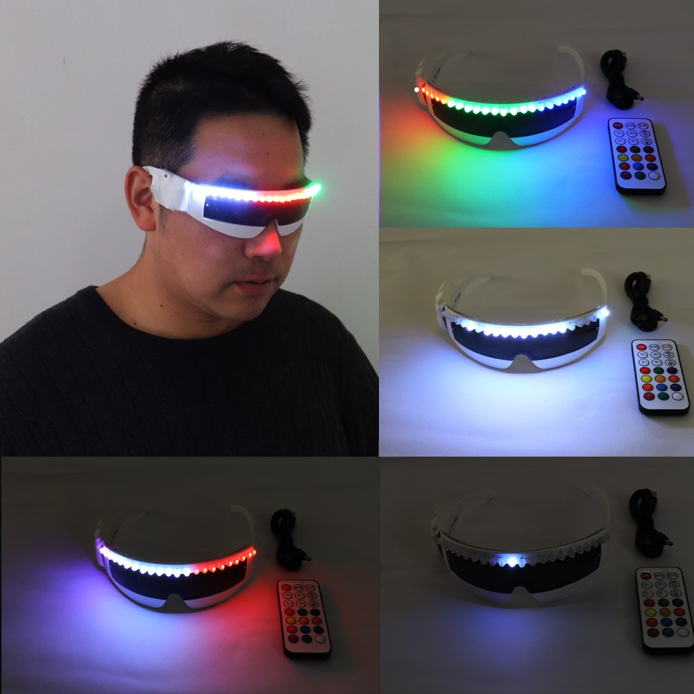 Fashion Cool LED Glasses Luminous Neon Light Up Glasses Glowing Rave Costume Glasses Christmas Halloween Supplies DJ Club Props