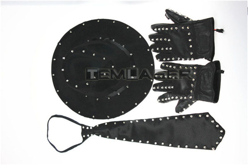 LED Costume Clothes Luminous Jazz Hat with Light Tie LED Gloves LED Suit for Michael Jacket Cosplay Costume