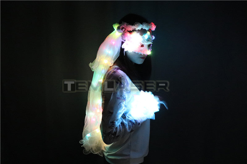 Colour LED Glowing Wreaths Veil Music Festival Party Veil Princess Hair Ornaments