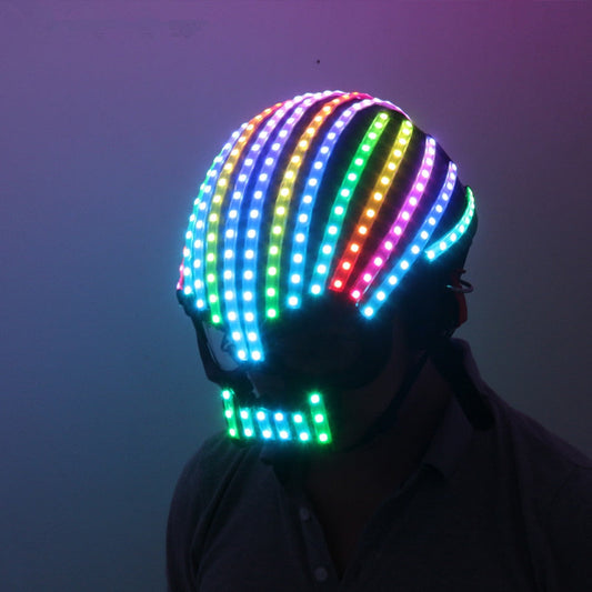 LED Helmet Unicorn Helmet Monochrome Full Color Luminous Racing Helmets Waterfall Effect Glowing Party DJ Robot