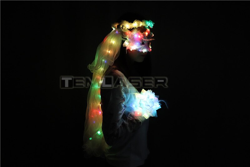 Colour LED Glowing Wreaths Veil Music Festival Party Veil Princess Hair Ornaments