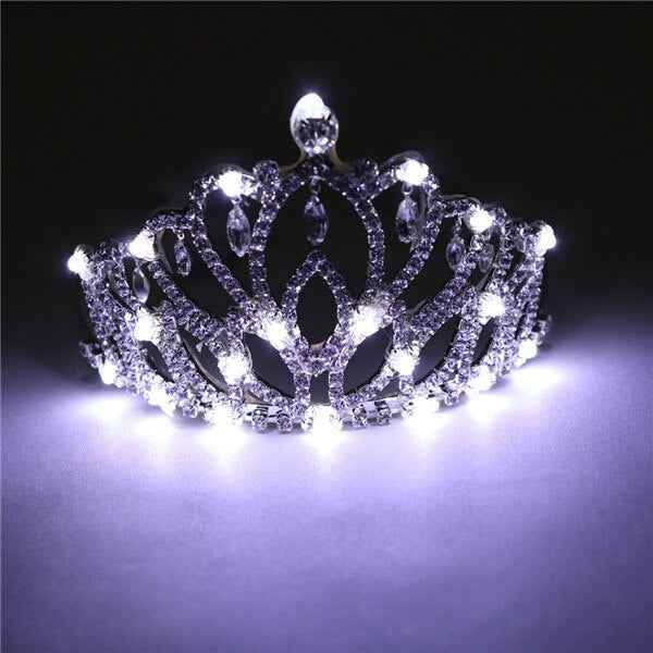 Blinking Hair Band LED Crown Headband Flashing Luminous Headwear Supplies Rhinestone Crown - Tem-laser.com