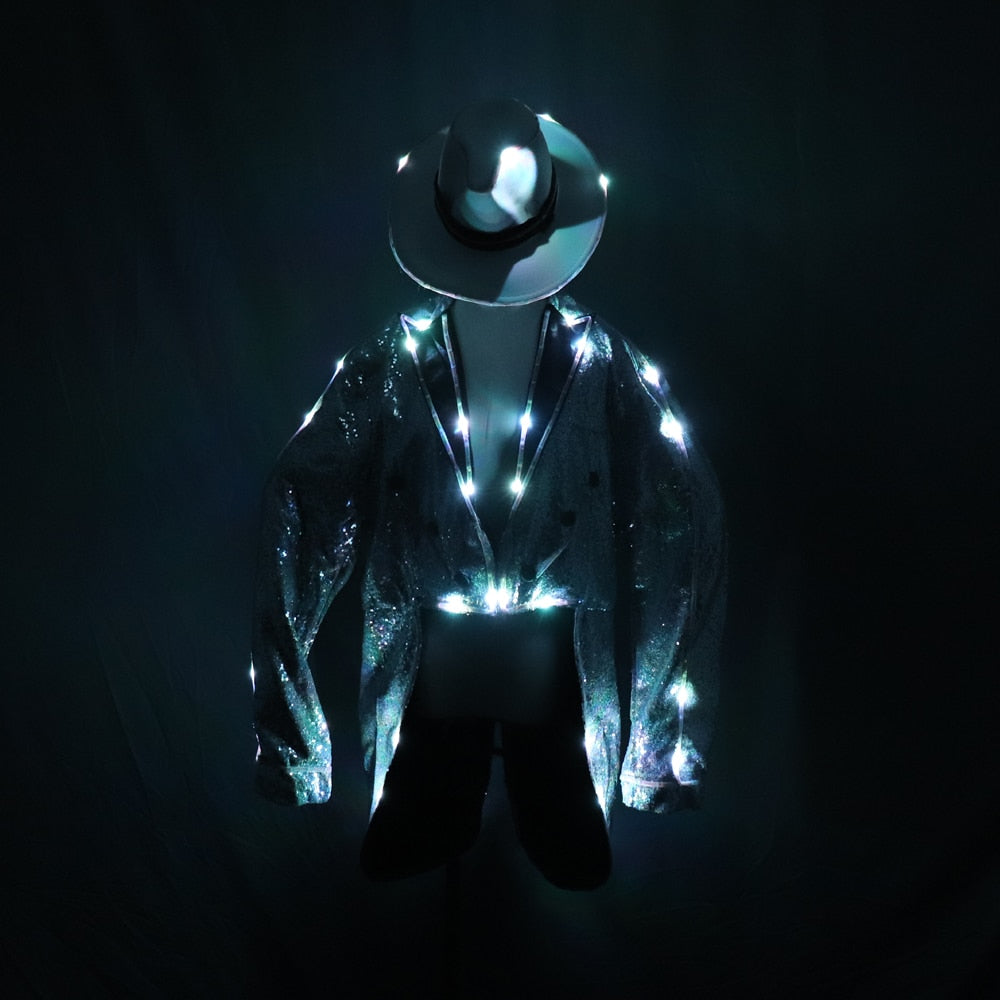 Fashion Swallowtail LED Tuxedo Luminous Costumes Glowing Vestidos LED Clothing Show Men LED Clothes Dance Accessories