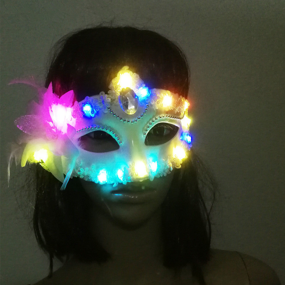 Women Lady Light Up LED Mask Masquerade Carnival Venetian Ball Masks Flashing Party Wedding Halloween Christm
