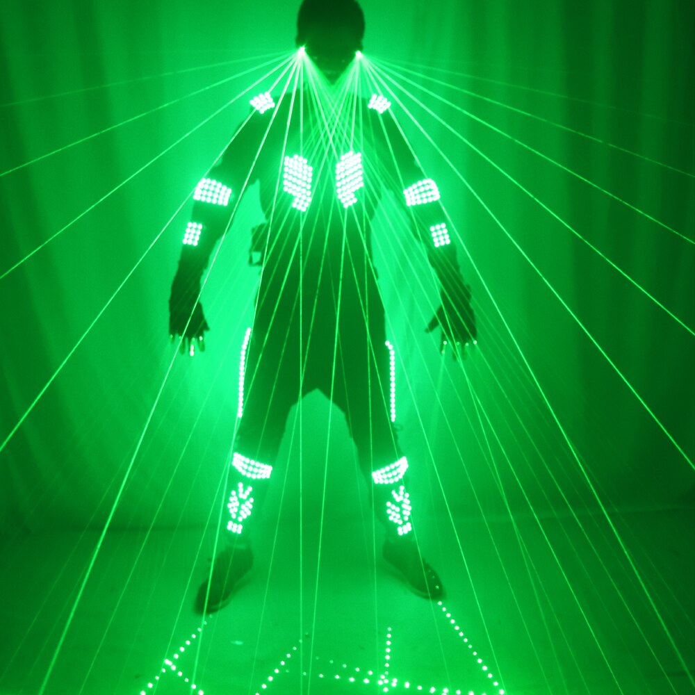 Green Laser Armor Suit LED Glow Vest Waistcoat Laser Gloves and Glasses for Bar EDM Party Performances