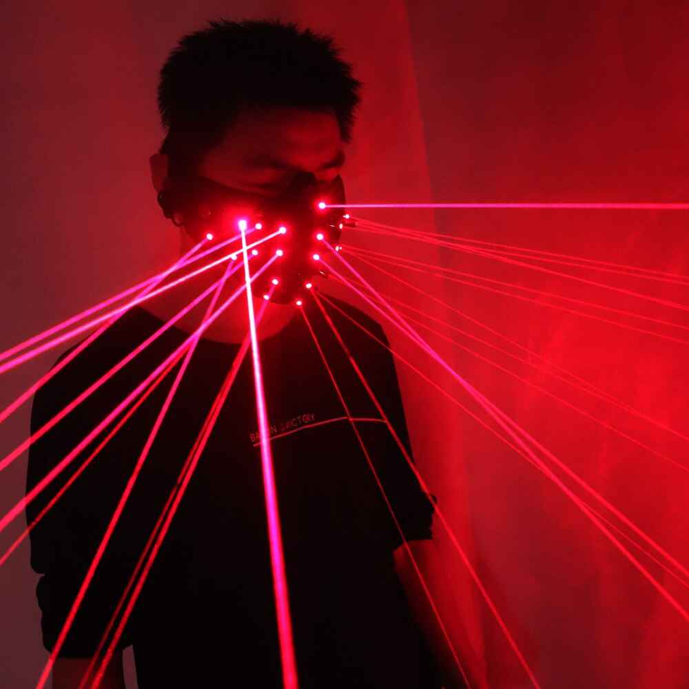Red Laser Light Up Mask Neon V Mask Cosplay Horror Glow In Dark For DJ Party Festival - Tem-laser.com